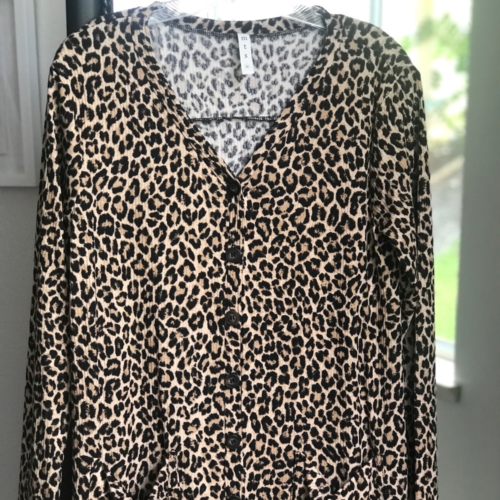 NWOT Mittoshop Leopard Ribbed Cardigan - Picture 5 of 6